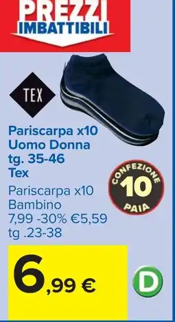 Carrefour Pariscarpa x10 Uomo Donna tg. 35-46 Tex offerta