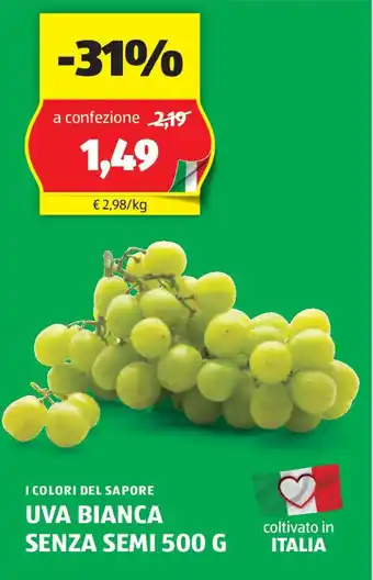 ALDI I colori del sapore uva bianca senza semi offerta