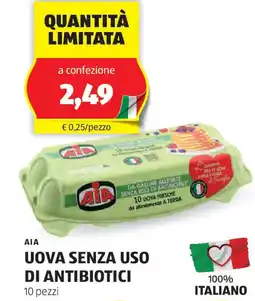 ALDI Aia uova senza uso di antibiotici 10 pezzi offerta