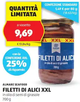 ALDI ALMARE SEAFOOD Filetti di alici xxl in olio di semi di girasole offerta