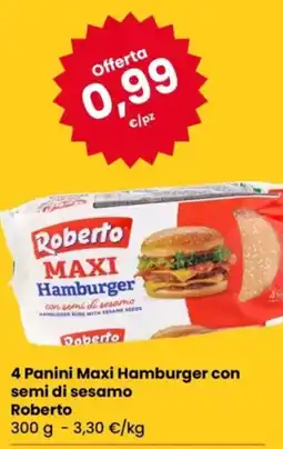 Eurospar 4 Panini Maxi Hamburger con semi di sesamo Roberto offerta
