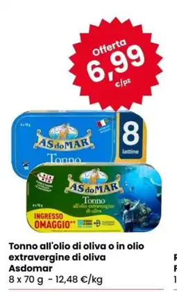 Eurospar Tonno all'olio di oliva o in olio extravergine di oliva Asdomar offerta