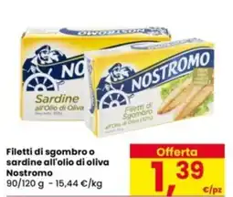 Eurospar Filetti di sgombro o sardine all'olio di oliva Nostromo offerta
