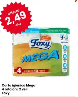 Eurospar Carta igienica Mega 4 rotoloni, 2 veli Foxy offerta