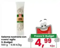 Eurospar Salame nostrano con o senz'aglio S-Budget offerta