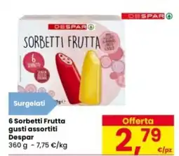 Eurospar 6 Sorbetti Frutta gusti assortiti Despar offerta