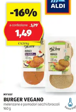 ALDI MYVAY Burger vegano melenzane e pomodori secchi/broccoli offerta