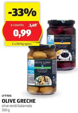 ALDI Lyttos olive greche olive verdi/kalamata offerta