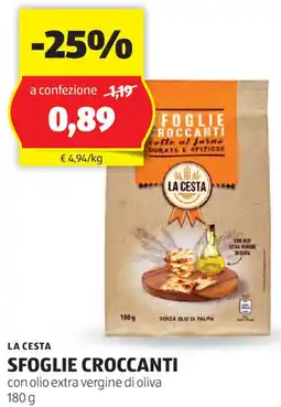 ALDI LA CESTA SFOGLIE CROCCANTI con olio extra vergine di oliva offerta