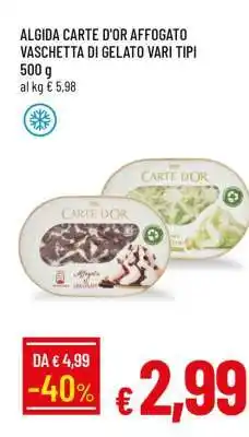 Famila ALGIDA CARTE D'OR AFFOGATO VASCHETTA DI GELATO VARI TIPI offerta