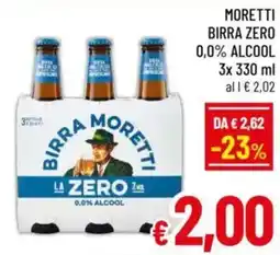 A&O Moretti birra zero 0,0% alcool offerta