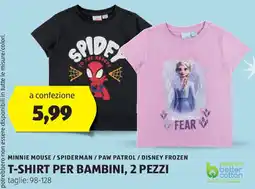 ALDI Minnie mouse / spiderman / paw patrol / disney frozen t-shirt per bambini offerta