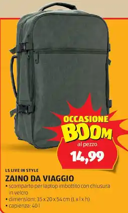 ALDI LS LIVE IN STYLE Zaino da viaggio offerta