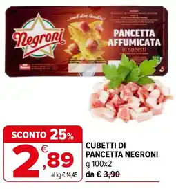 Iperal Cubetti di pancetta NEGRONI offerta