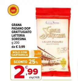 Iperal GRANA PADANO Dop grattugiato latteria soresina offerta