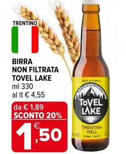 Iperal Birra non filtrata TOVEL LAKE offerta