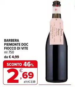 Iperal Barbera piemonte doc FIOCCO DI VITE offerta