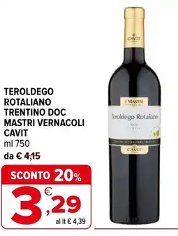 Iperal Teroldego rotaliano trentino doc MASTRI VERNACOLI CAVIT offerta