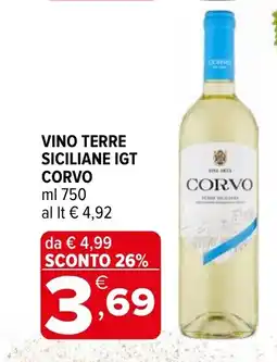 Iperal Vino terre siciliane igt CORVO offerta