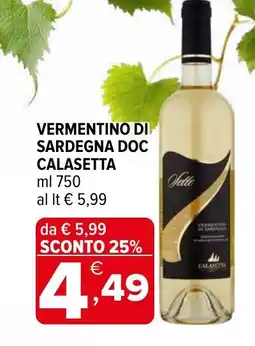 Iperal Vermentino di sardegna doc CALASETTA offerta