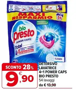 Iperal Detersivo lavatrice 4+1 power caps BIO PRESTO offerta