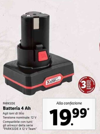 Lidl Parkside Batteria 4 Ah offerta