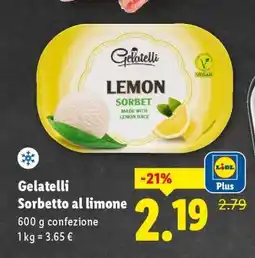 Lidl Gelatelli Sorbetto al limone offerta