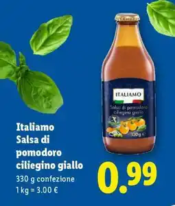 Lidl Italiamo Salsa di pomodoro ciliegino giallo offerta