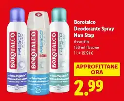 Lidl Borotalco Deodorante Spray Non Stop offerta