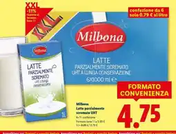 Lidl Milbona Latte parzialmente scremato UHT offerta