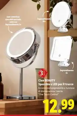 Lidl Cien BEAUTY Specchio a LED per il trucco offerta