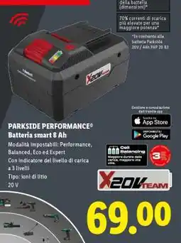 Lidl PARKSIDE PERFORMANCE Batteria smart 8 Ah offerta