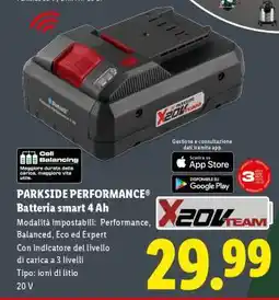 Lidl PARKSIDE PERFORMANCE Batteria smart 4 Ah offerta