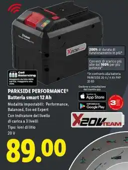 Lidl PARKSIDE PERFORMANCE Batteria smart 12 Ah offerta