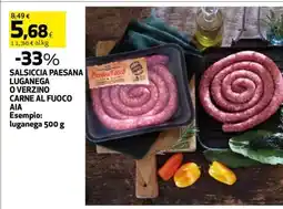 Coop SALSICCIA PAESANA LUGANEGA O VERZINO CARNE AL FUOCO AIA offerta