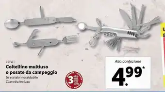Lidl Crivit Coltellino multiuso o posate da campeggio offerta