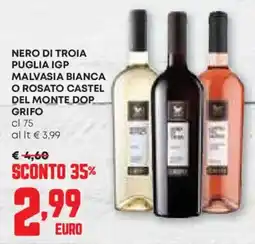Pam Nero di troia puglia igp malvasia bianca o rosato castel del monte dop GRIFO offerta