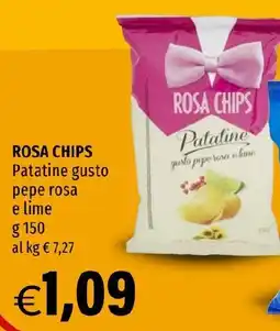 Hurrà ROSA CHIPS Patatine gusto pepe rosa e lime offerta