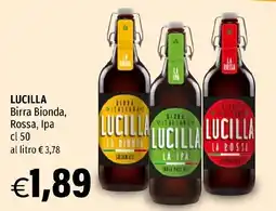 Hurrà LUCILLA Birra Bionda, Rossa, Ipa offerta