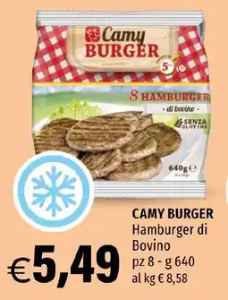 Hurrà CAMY BURGER Hamburger di Bovino offerta