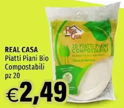Hurrà REAL CASA Piatti Piani Bio Compostabili pz 20 offerta