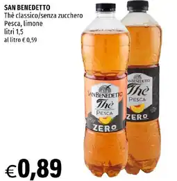 Hurrà SAN BENEDETTO Thè classico/senza zucchero Pesca, limone offerta