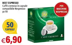 Hurrà BEST ESPRESSO Caffè cremoso in capsule compatibile Nespresso pz 50 offerta
