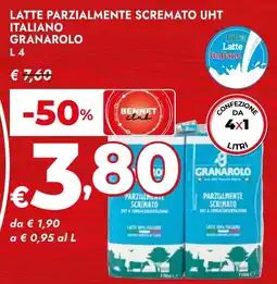 Bennet Latte parzialmente scremato uht italiano GRANAROLO offerta
