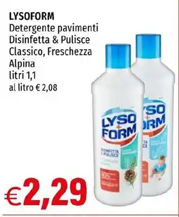 Hurrà LYSOFORM Detergente pavimenti Disinfetta & Pulisce Classico, Freschezza Alpina offerta