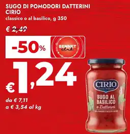 Bennet Sugo di pomodori datterini CIRIO classico o al basilico offerta