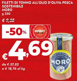 Bennet Filetti di tonno all'olio d'oliva pesca sostenibile MORO offerta
