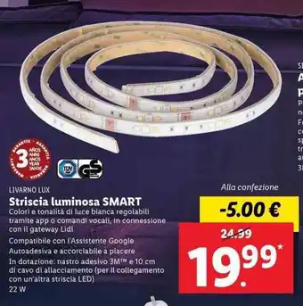 Lidl Livarno Lux Striscia luminosa Smart 22w offerta