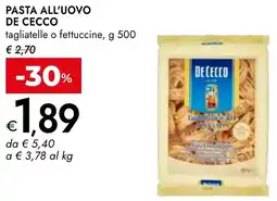 Bennet Pasta all'uovo DE CECCO tagliatelle o fettuccine offerta