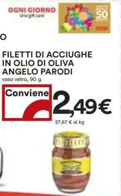 Coop FILETTI DI ACCIUGHE IN OLIO DI OLIVA ANGELO PARODI offerta
